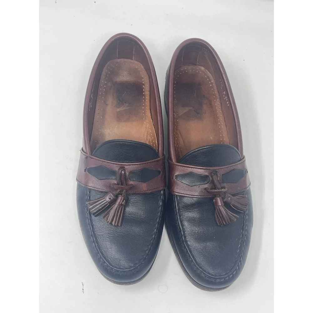Allen Edmonds Ashford Men's 11.5 Black Brown Leather Slip On Tassel Dress Loafer